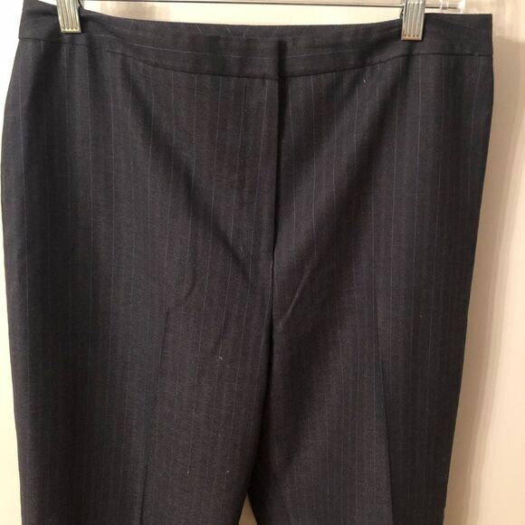 LE SUIT SZ 10 CHARCOAL GRAY PINSTRIPE HIGH RISE CAREER PANTS STRAIGHT LEG LINED - Picture 4 of 7